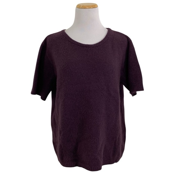 Calypso St Barth 100% Cashmere Knit Sweater Top Women’s M Plum Short Sleeve Soft - Picture 1 of 13